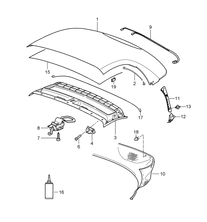 Convertible Top Covering Roofliner